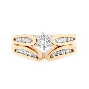 Rachel Koen 0.27Cttw Round Cut Diamond Bridal Ring Set 14K Yellow Gold Size 6